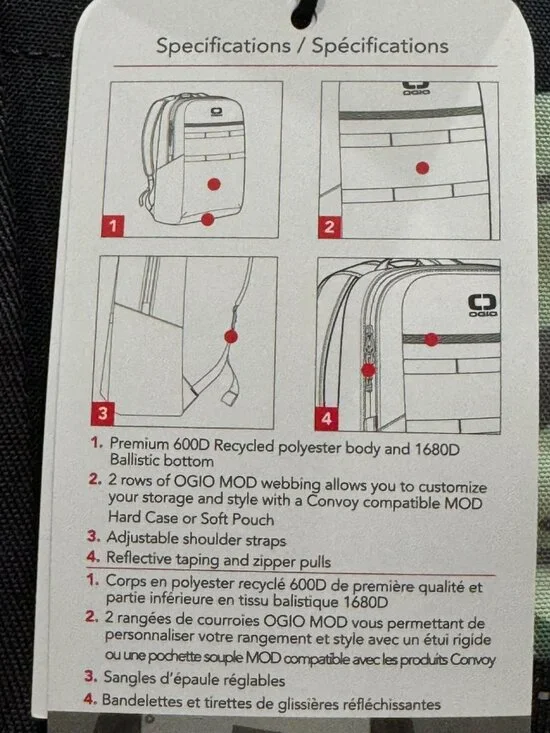 OGIO Alpha Lite Convoy Backpack 21.5 Liter Black Camo Daybag Gym MOD Webbing NWT - Picture 16 of 16